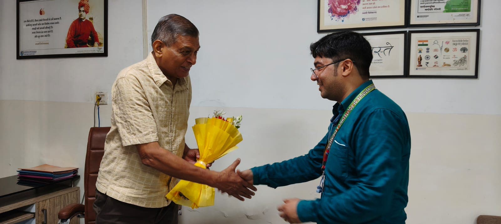 Prof. S. P. Tewari being presented a bouquet on joining BIPE as Director